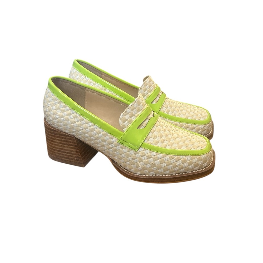 Urban Outfitters Women's Green Uo Lexi Woven Loafer Block Heel NIB Size 6